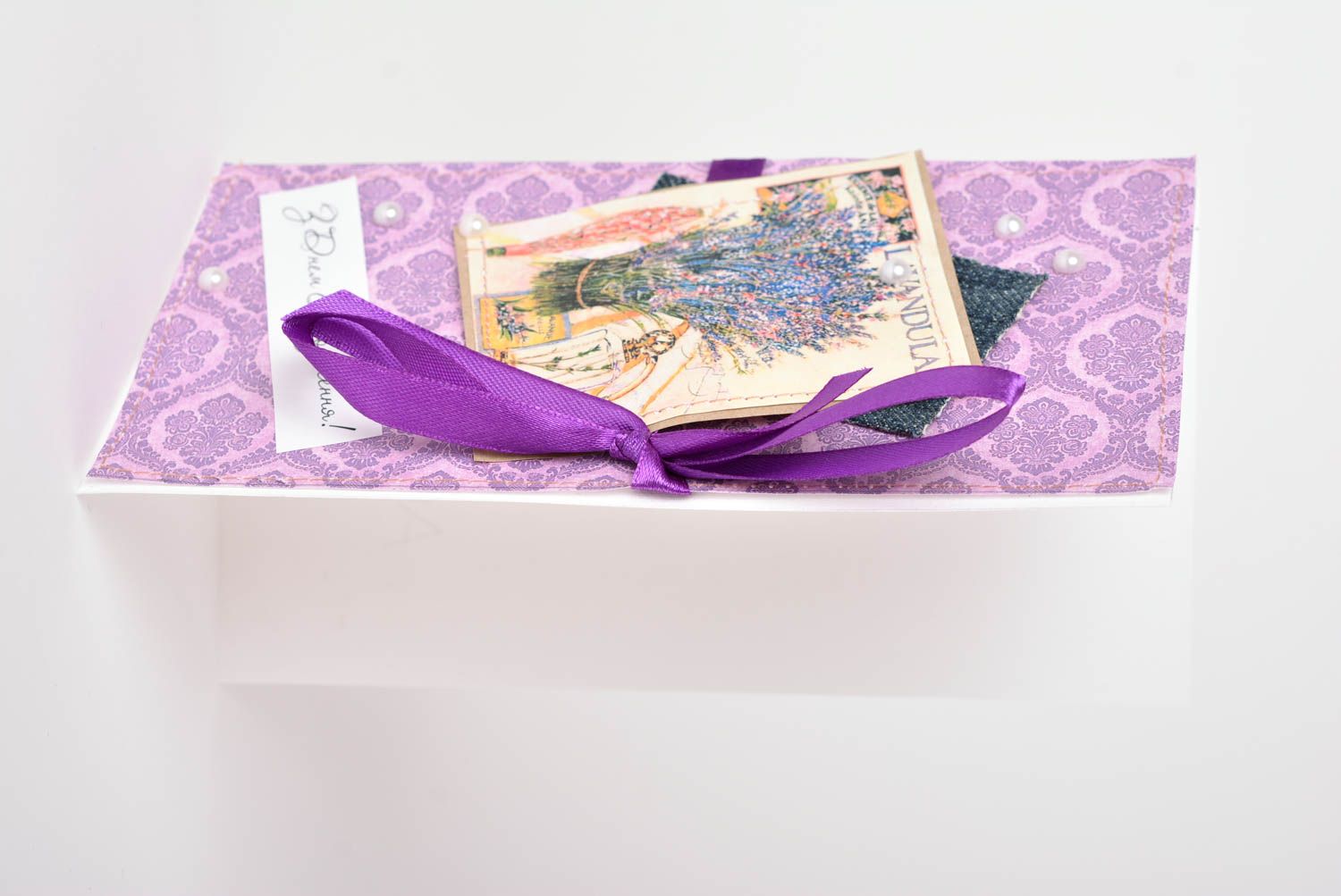 Handmade Scrapbooking Karte ausgefallenes Geschenk schöne Grußkarte violett foto 4