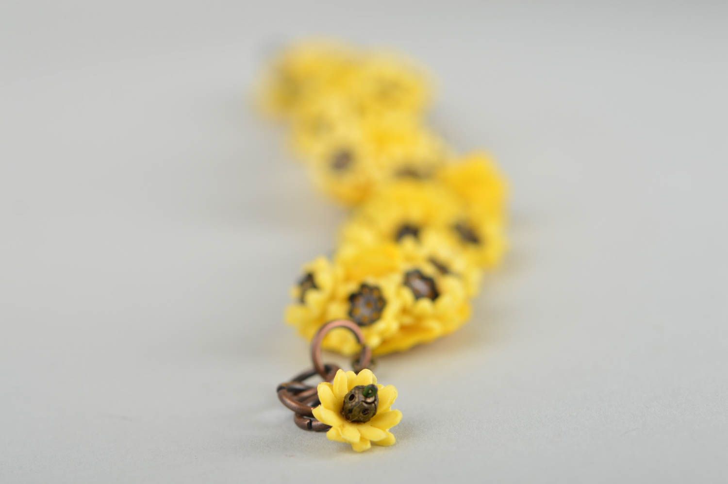 Bracelet fleurs jaunes Bijou fait main pâte polymère Cadeau pour femme photo 5