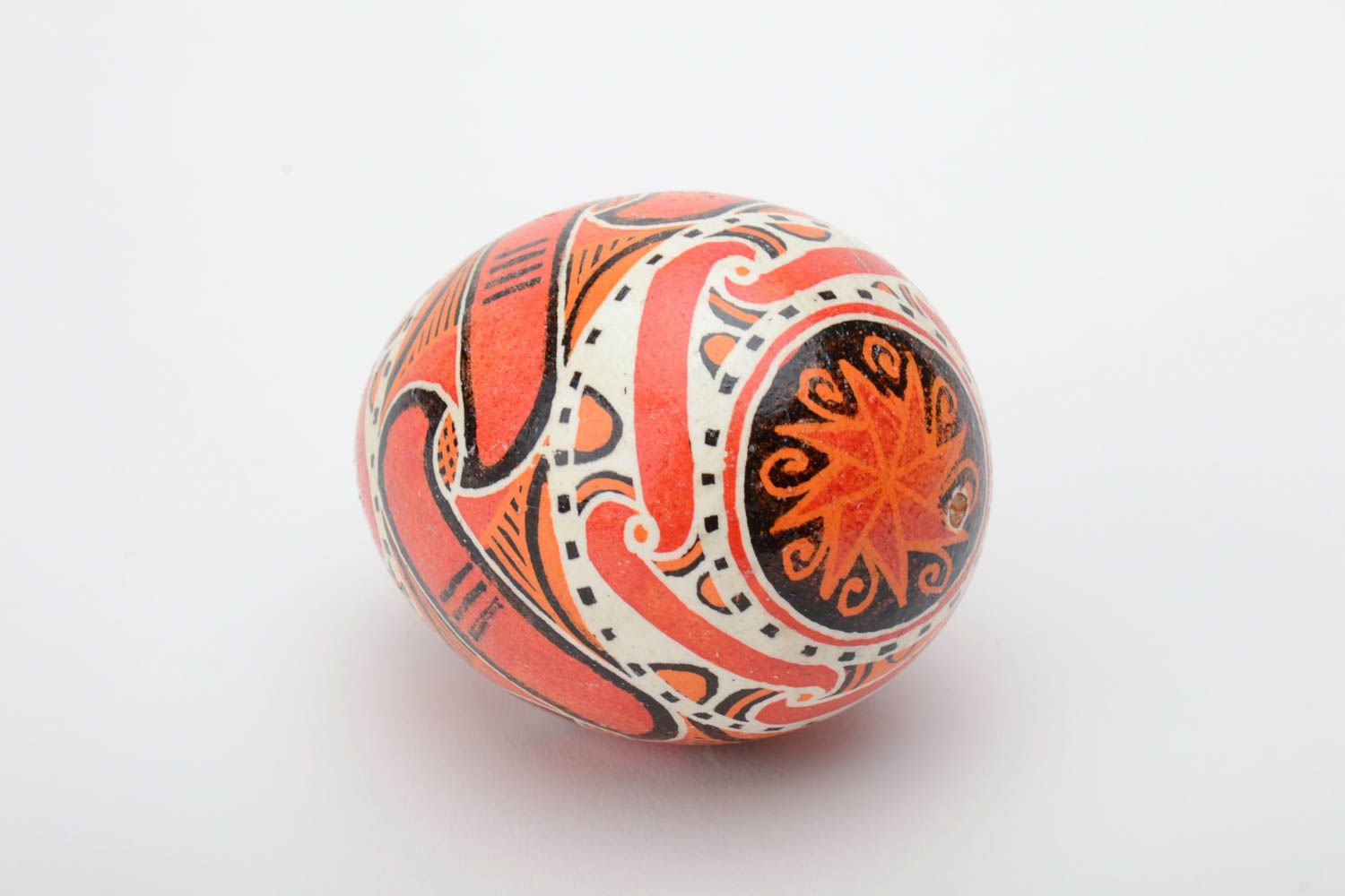 Beautiful designer handmade painted Easter egg decorated using waxing technique photo 4