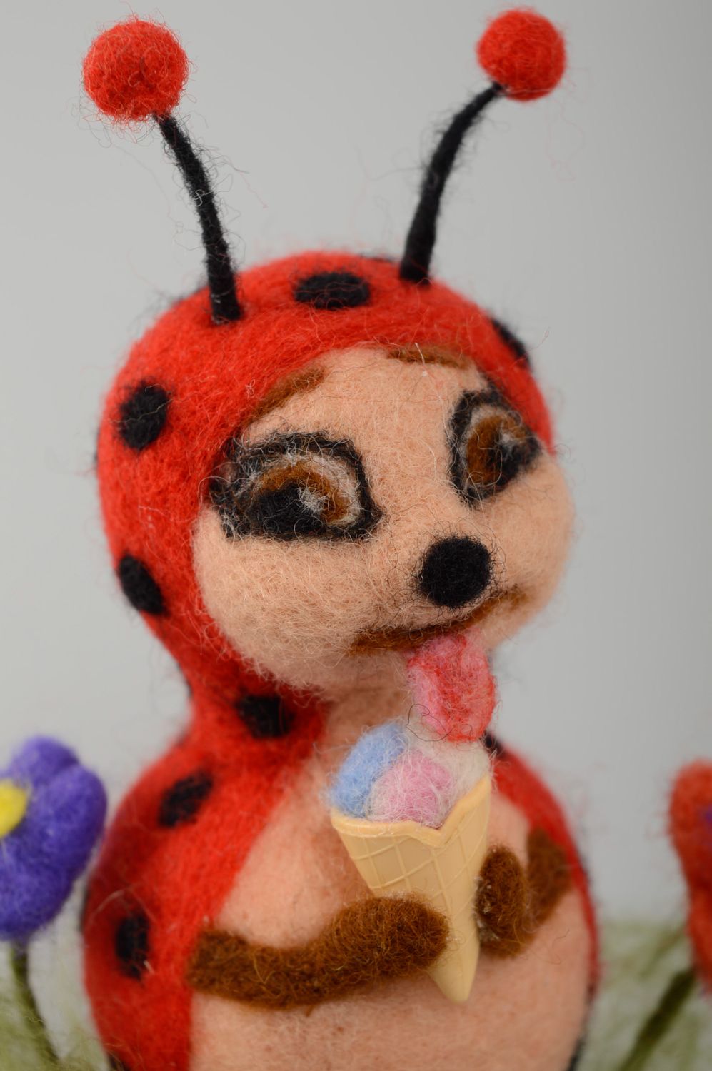 Handmade felted wool toy Ladybird photo 2