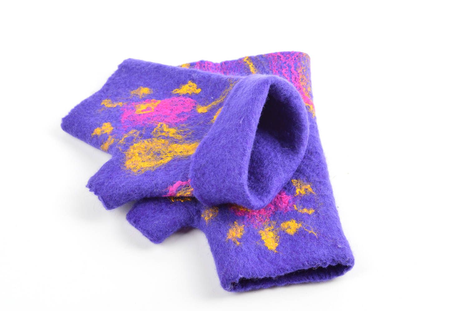 Женские перчатки ручной работы перчатки без пальцев фиолетовые митенки женские фото 3