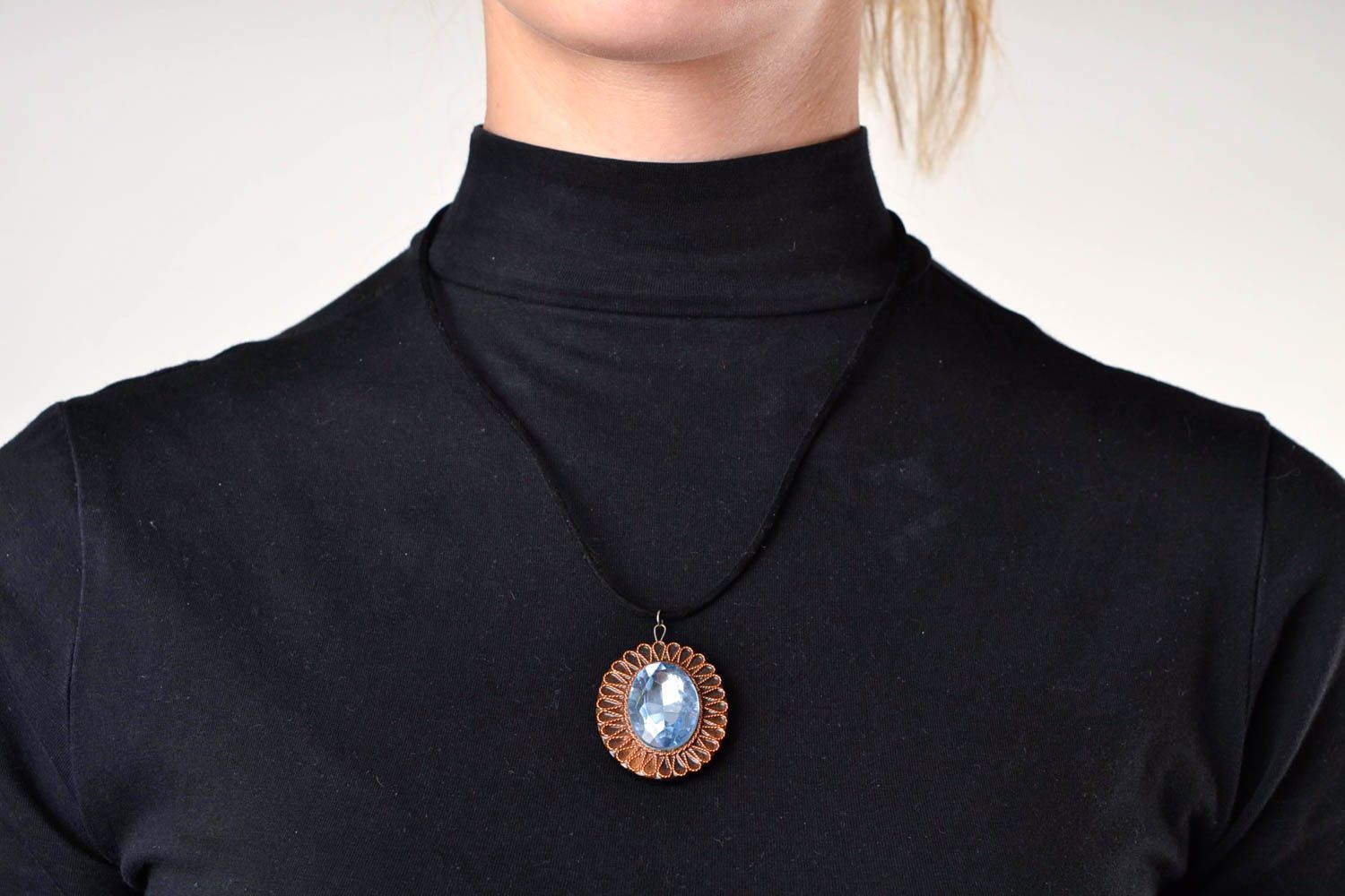 Handmade necklace wood pendant designer accessories pendant necklace gift ideas photo 1