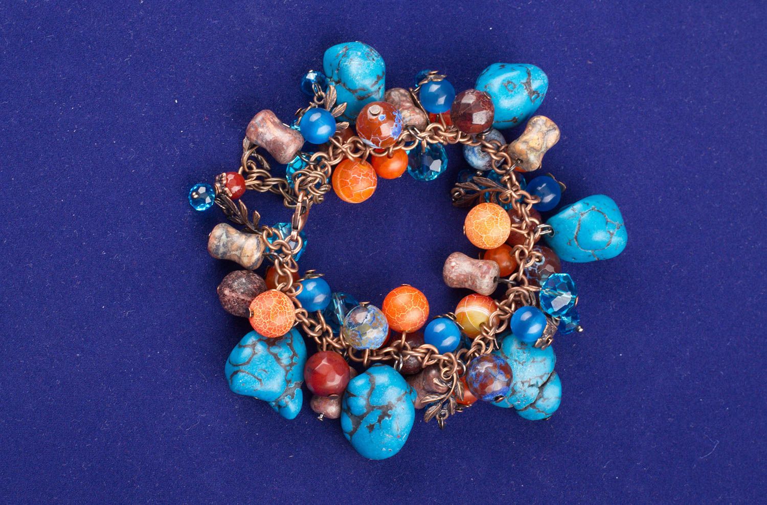 Браслет ручной работы женское украшение с крупными камнями красивый браслет фото 3