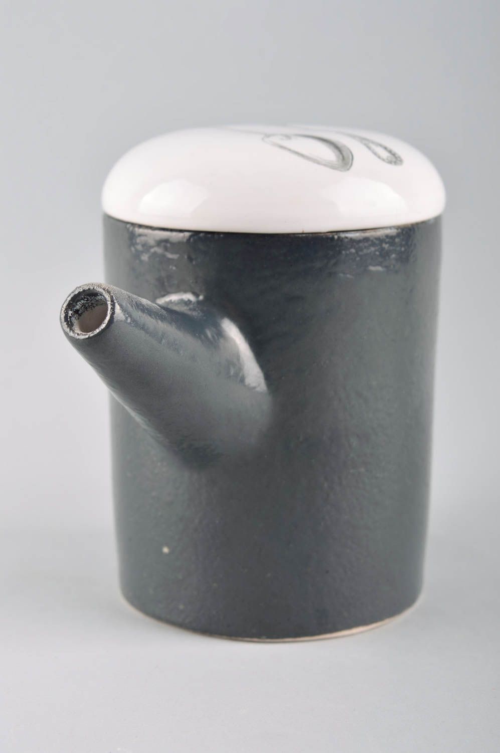 Tetera de cerámica hecha a mano taza de arcilla con estampado regalo original foto 3