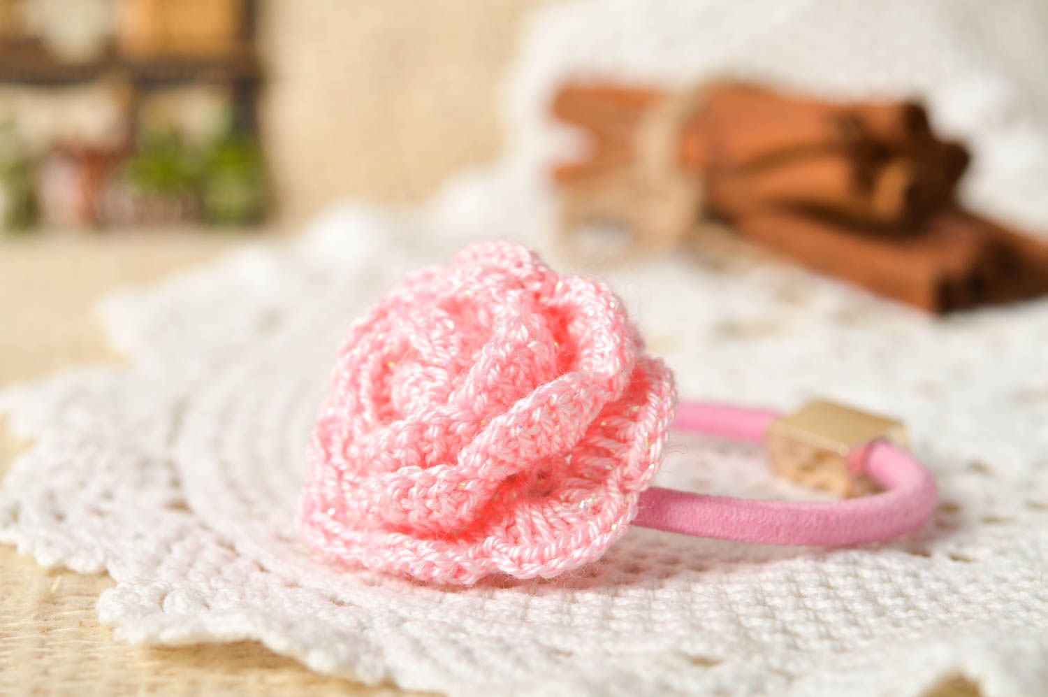 Handmade scrunchy unusual scrunchy for girls gift ideas crocheted scrunchy photo 1