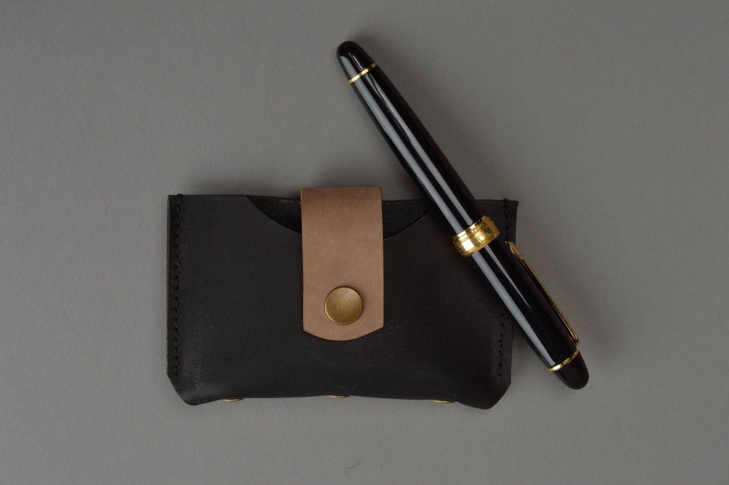Stylish business card case leather accessories designer unusual present photo 1