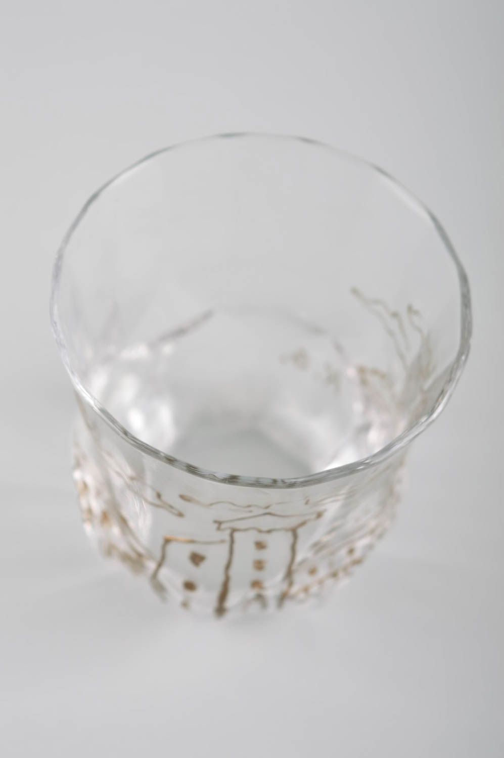 Vaso de cristal con dibujo artesanal utensilio de cocina menaje del hogar foto 4
