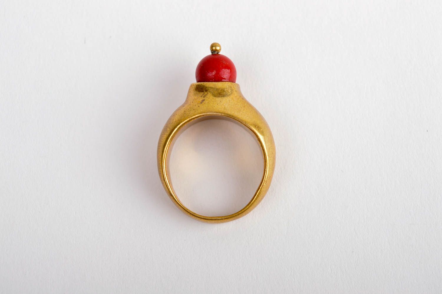 Handgemachter Schmuck Damen Ring mit Stein modisches Accessoire schön Messing foto 5