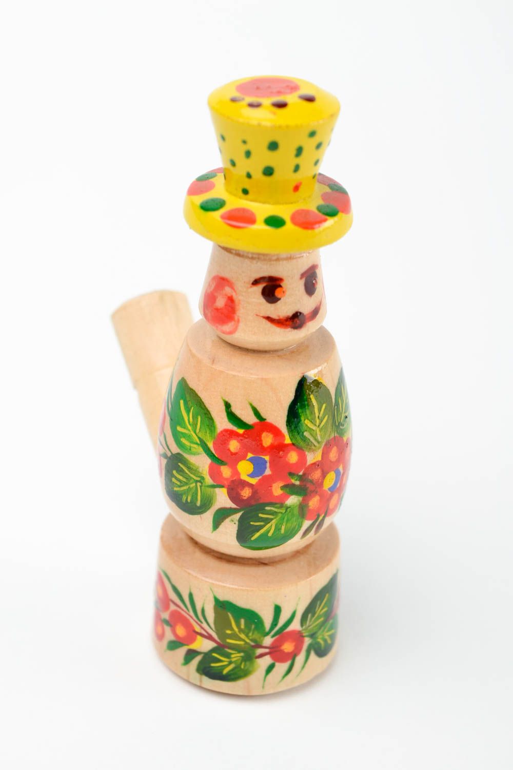 Сувенир из дерева ручной работы подарок ребенку расписная игрушка свистулька фото 3