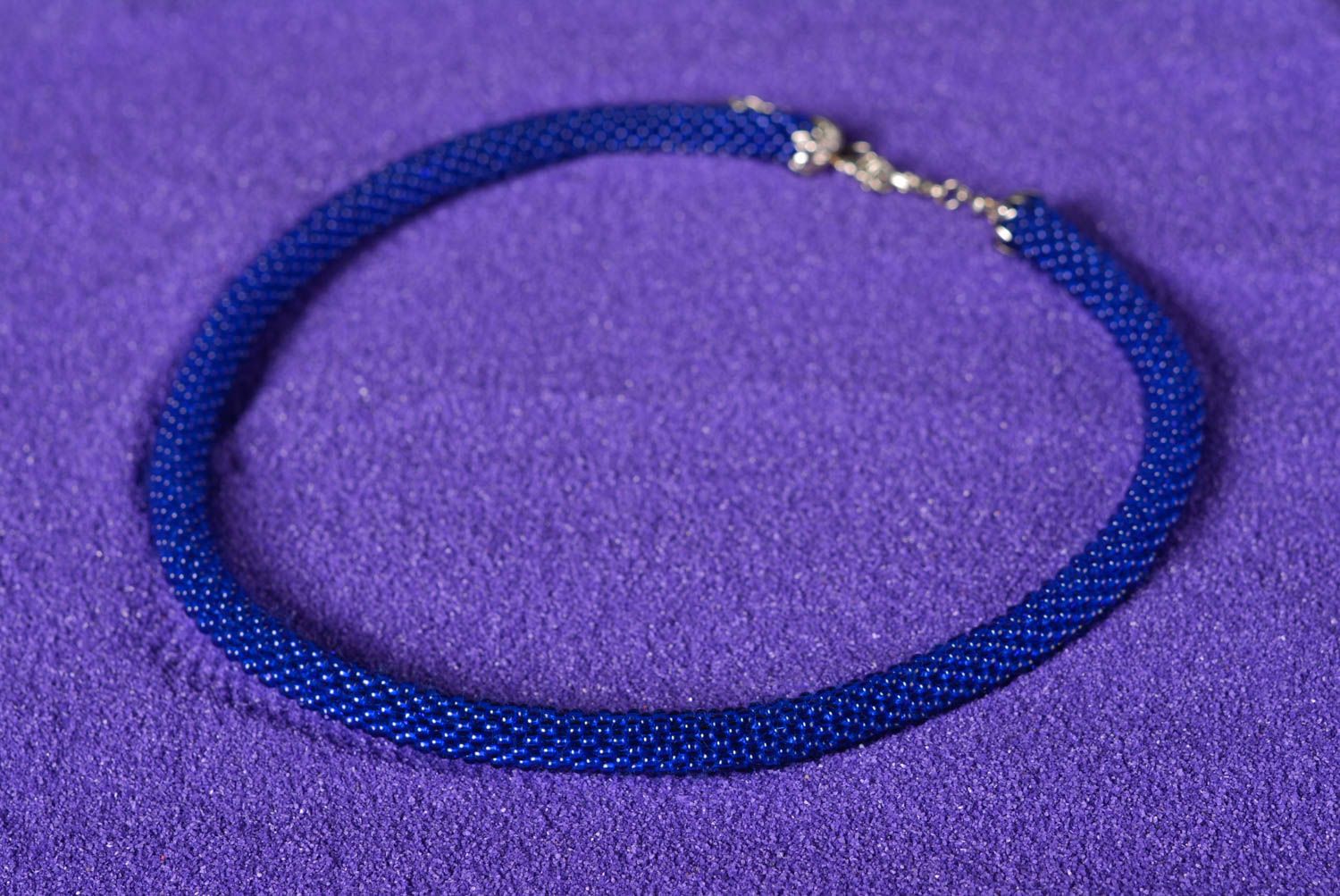Handmade cord necklace bead cord necklace beautiful blue beaded necklace photo 1