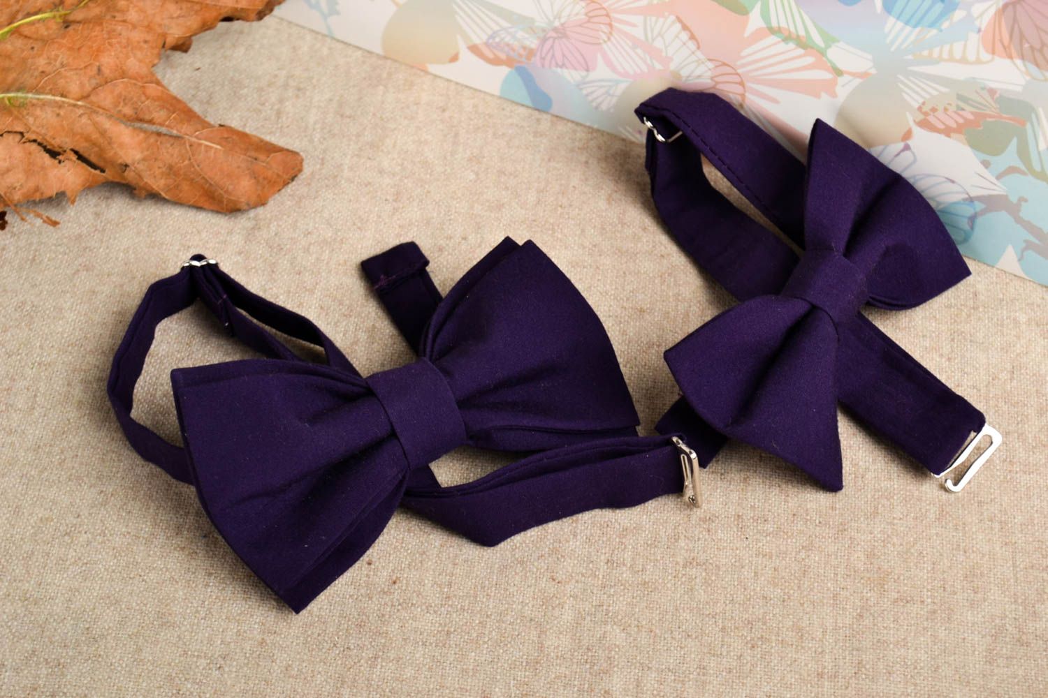 Handmade violet bow ties accessories for father and son designer bow ties photo 1