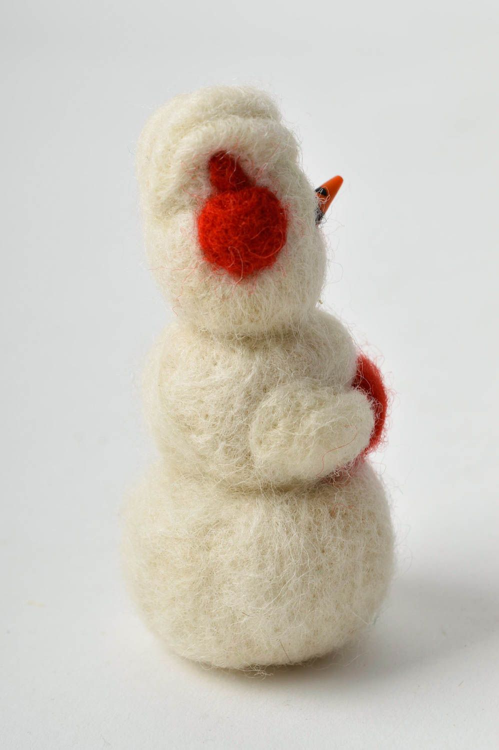 Peluche bonhomme de neige faite main laine feutrée originale Déco de Noël photo 5