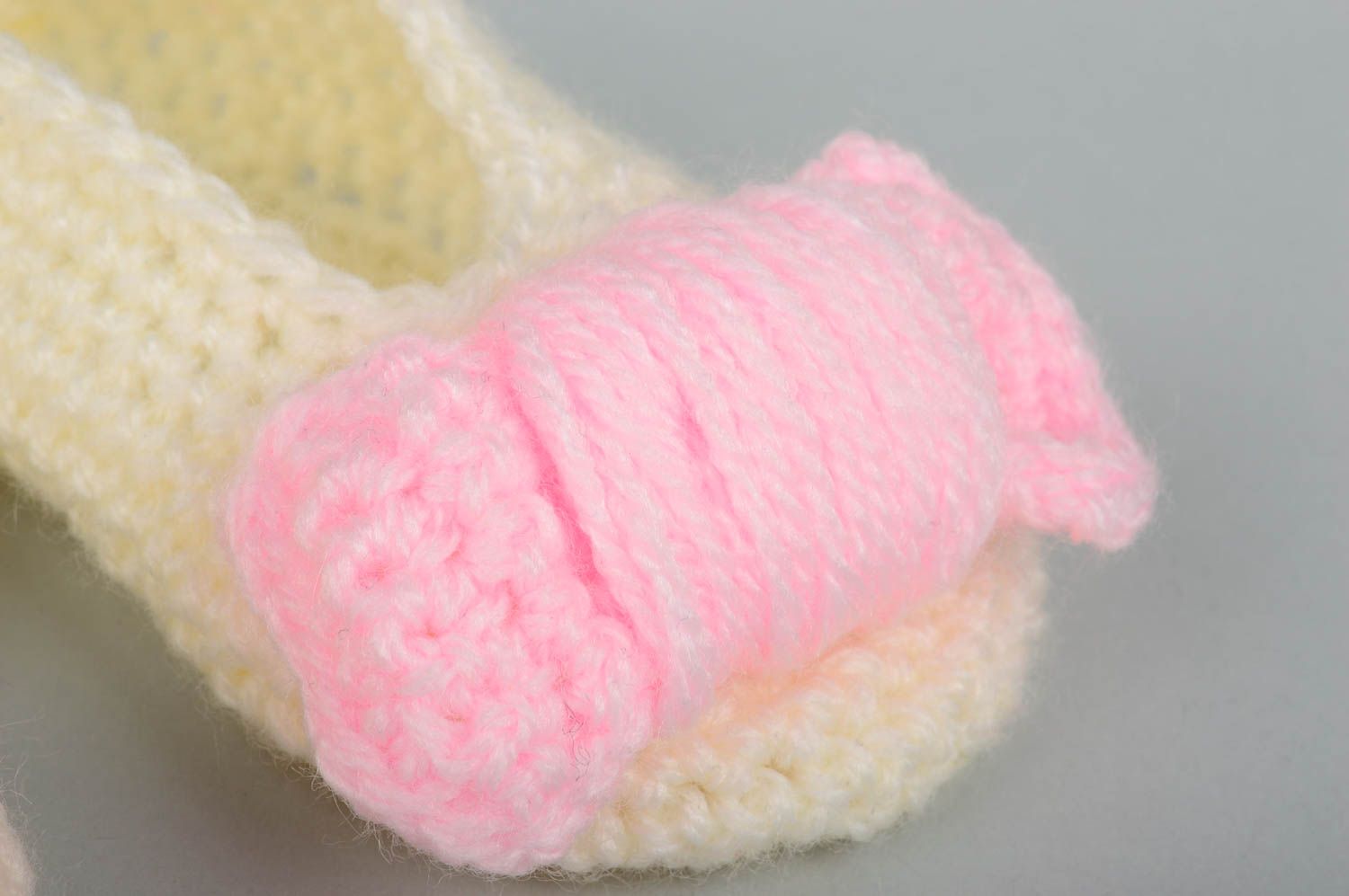 Peluche chat Chaussons bébé faits main tricotés au crochet Cadeau enfant photo 5