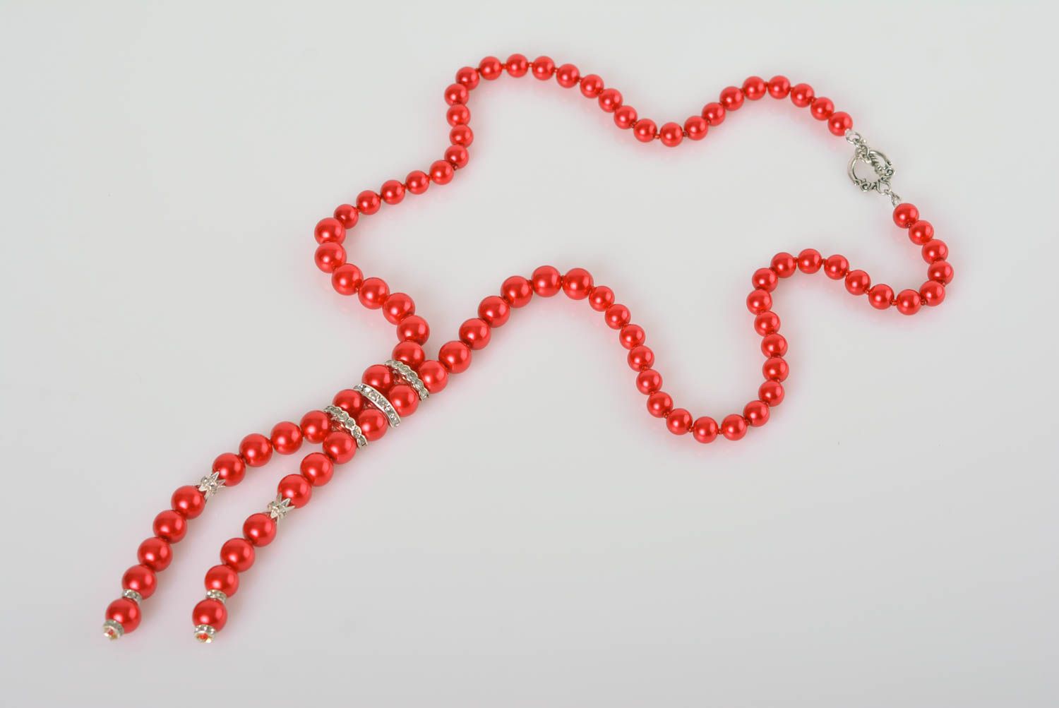 Handmade unusual elite jewelry designer beaded necklace red cute necklace photo 1