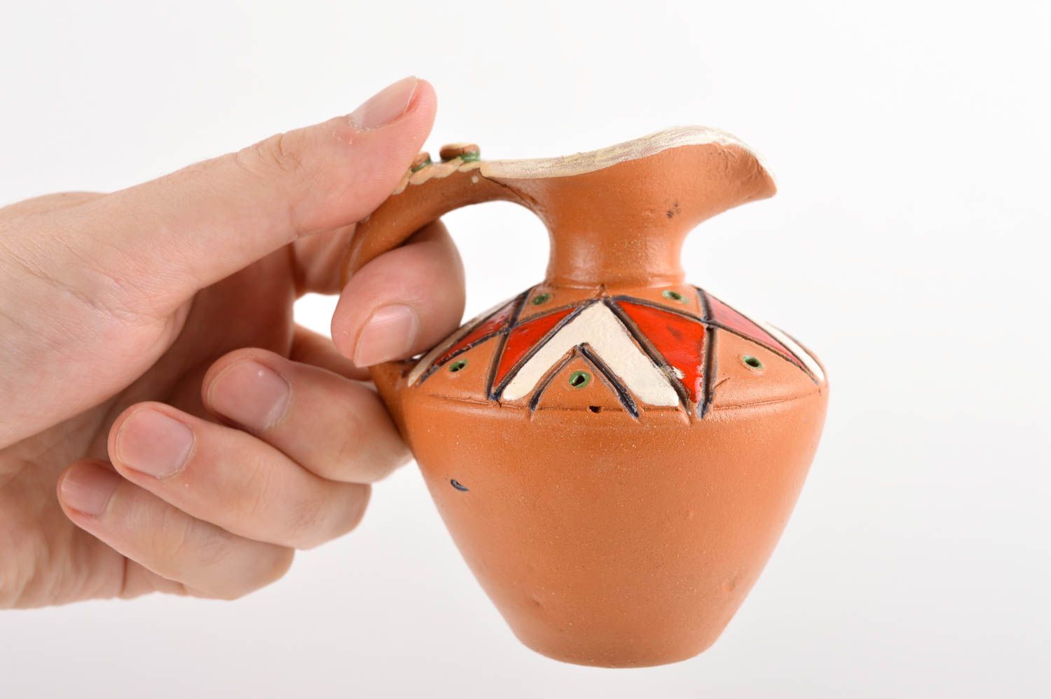 Jarro de cerámica pequeño artesanal utensilio de cocina decoración de interior foto 5