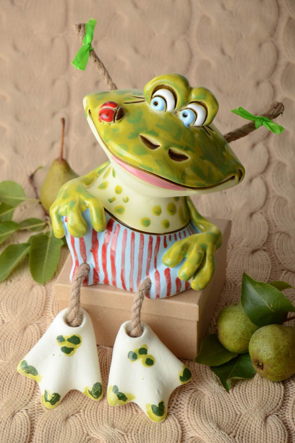 Handgemachte Keramik lustige Spardose Ton Deko Geschenk für Kinder Frosch  foto 1