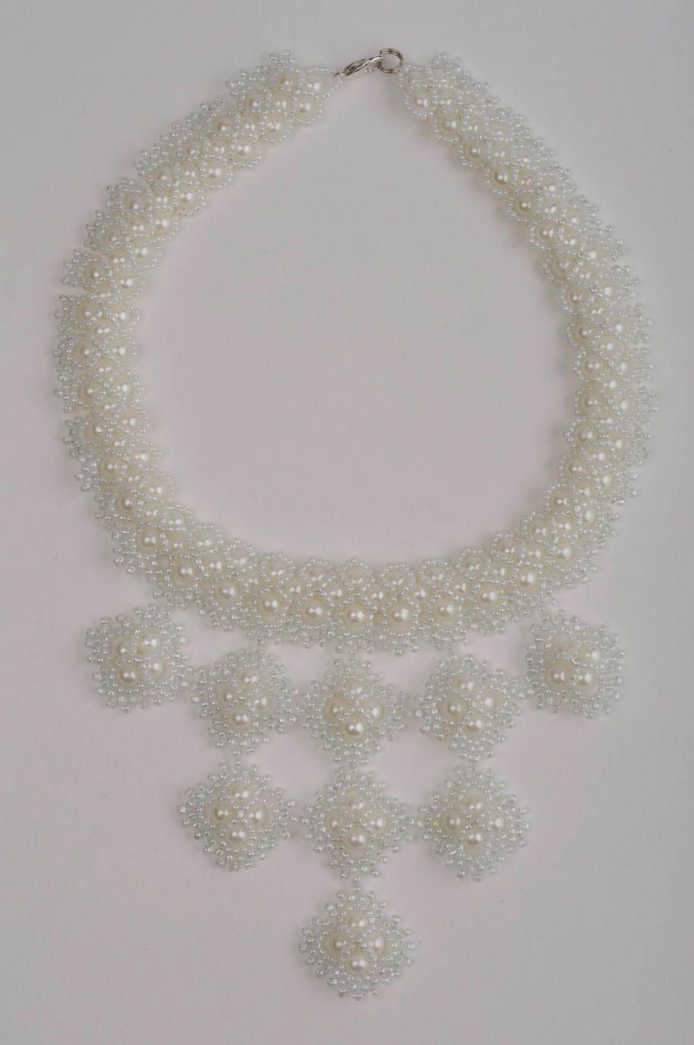 Collar hecho a mano de abalorios color blanco regalo original collar de moda foto 4