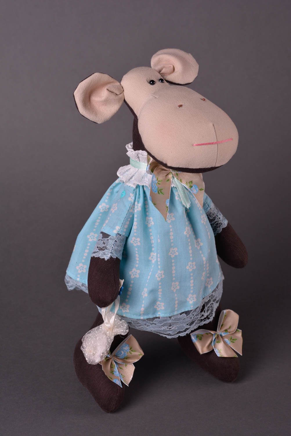 Игрушка обезьянка ручной работы авторская игрушка из ткани стильный подарок фото 5