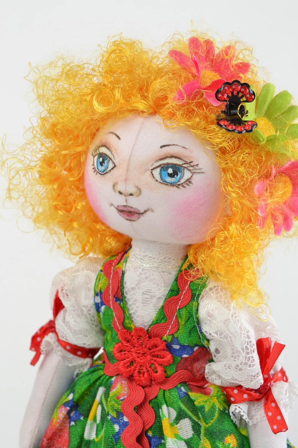Künstlerische Puppe aus Textil für Interieur und Kinder Spielzeug handmade Fee foto 4