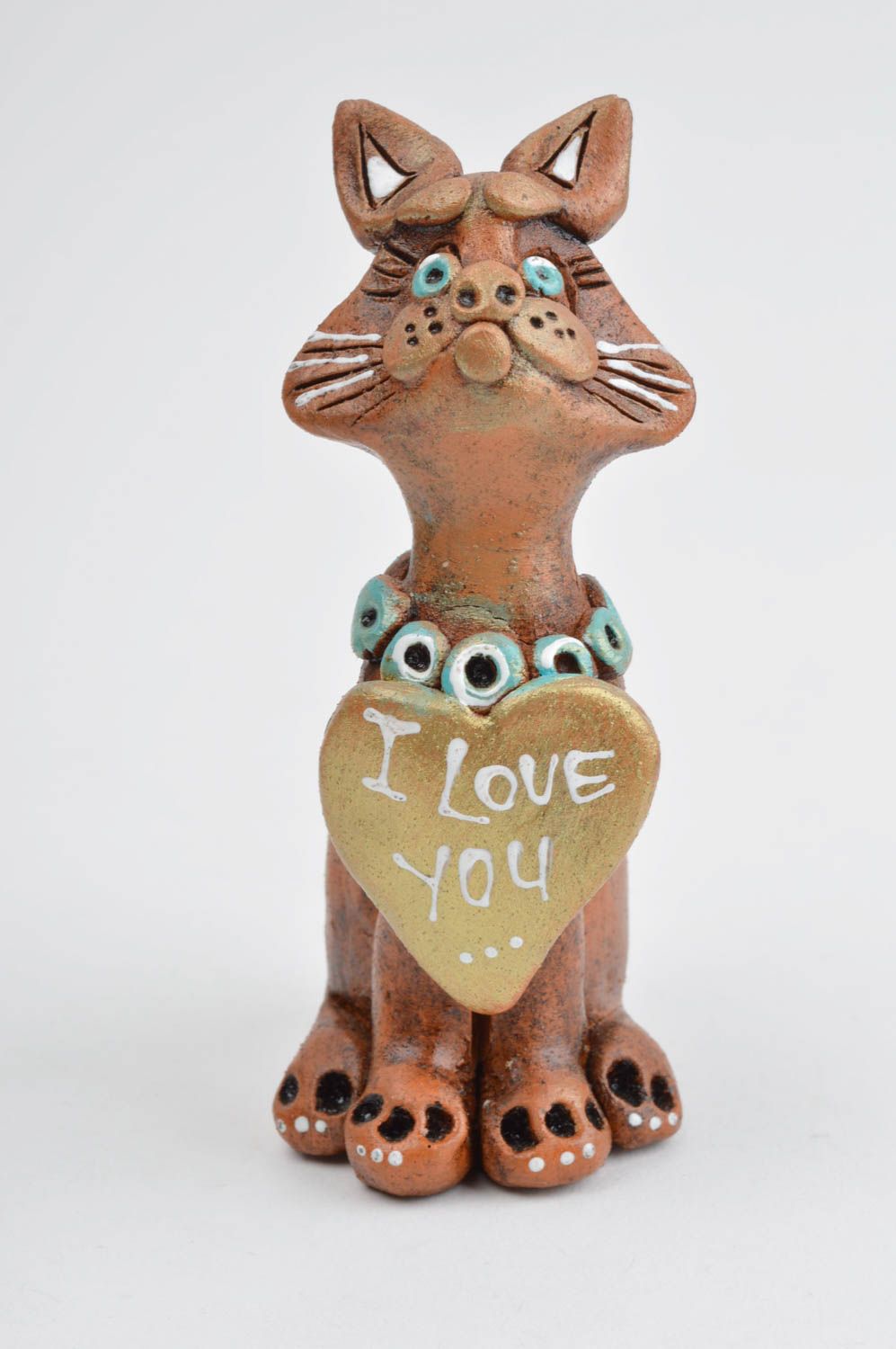 Figurine chat fait main Statuette céramique Décoration maison originale photo 4