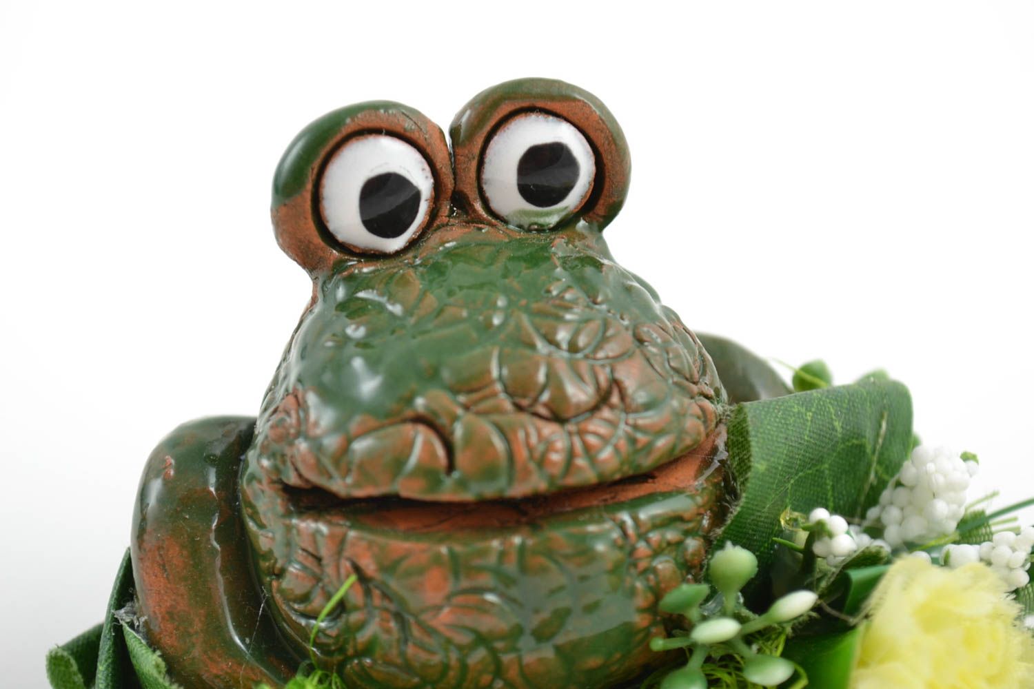 Figurine en céramique petite grenouille faite main colorée décoration maison photo 5