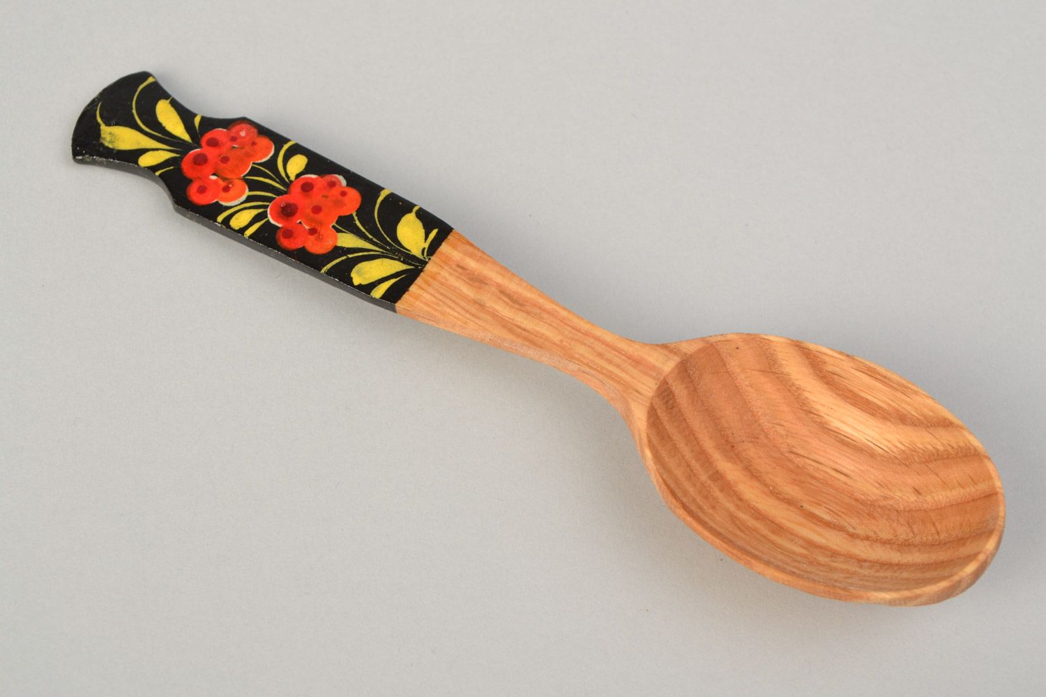 Handgemachter schöner Holz Löffel mit Bemalung für Essen und Geschenk im Petrykivsk Stil foto 5