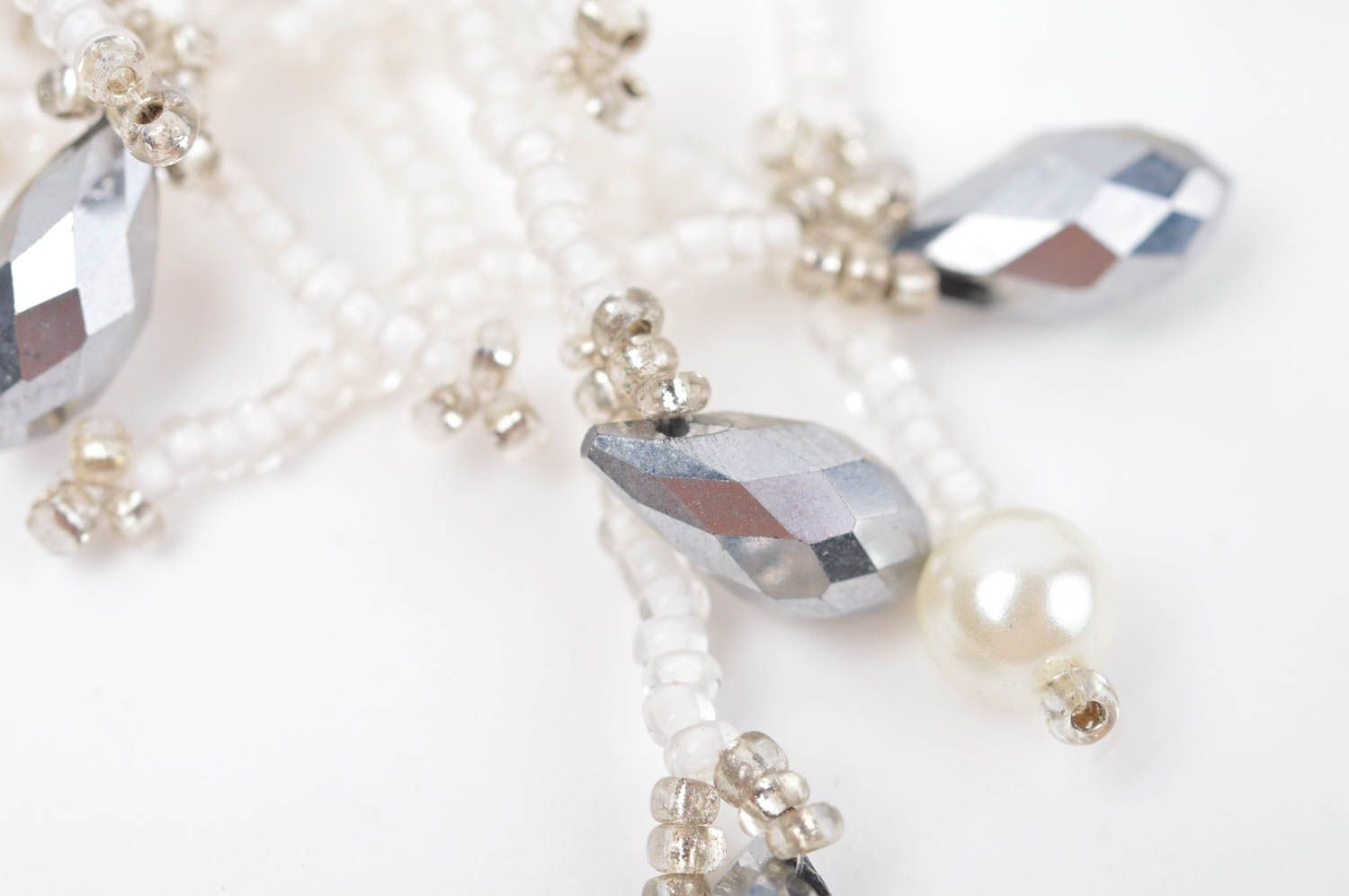 Handmade seed bead earrings seed beads jewelry long earrings with charms photo 5