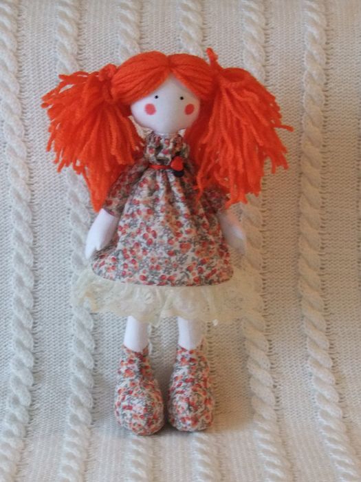 Авторская кукла рыжая тканевая ручной работы красивая для дома и детей милая фото 5