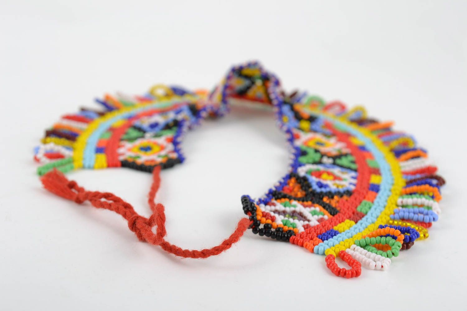 Handmade bright beautiful colorful designer necklace made of Czech beads photo 4