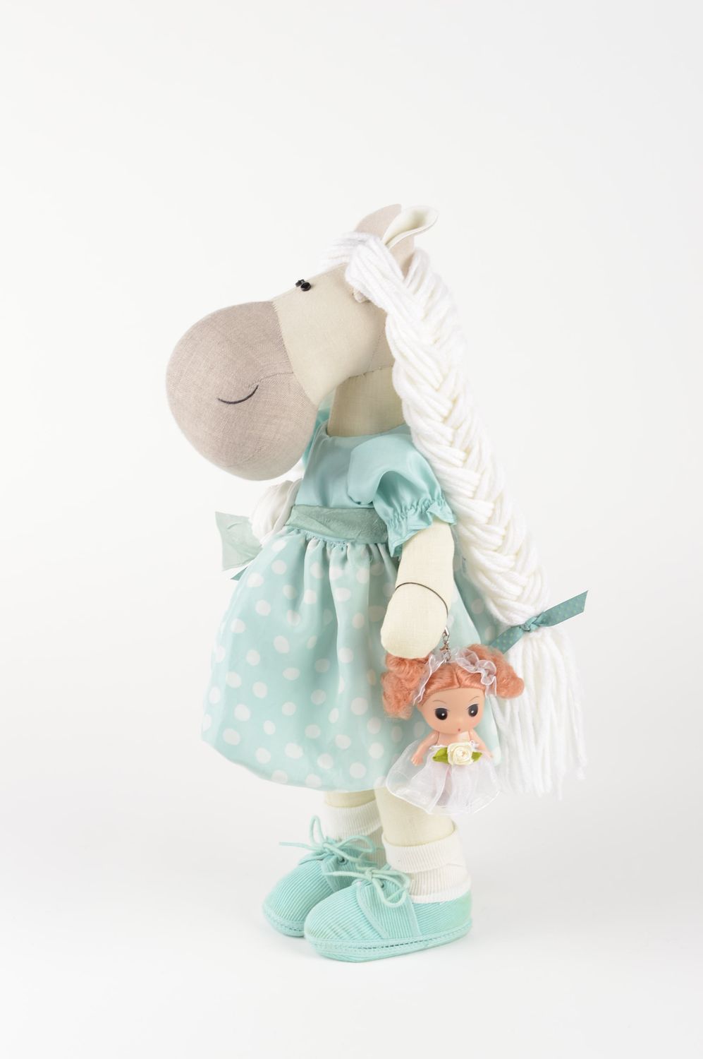 Кукла ручной работы лошадка в платье кукла из ткани необычная мягкая кукла фото 3