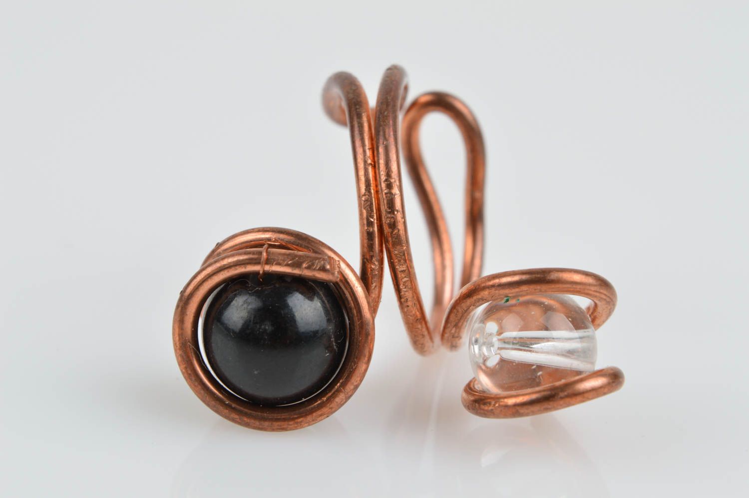 Handmade Kupfer Ring Damen Modeschmuck Accessoire für Frauen mit Perlen  foto 4