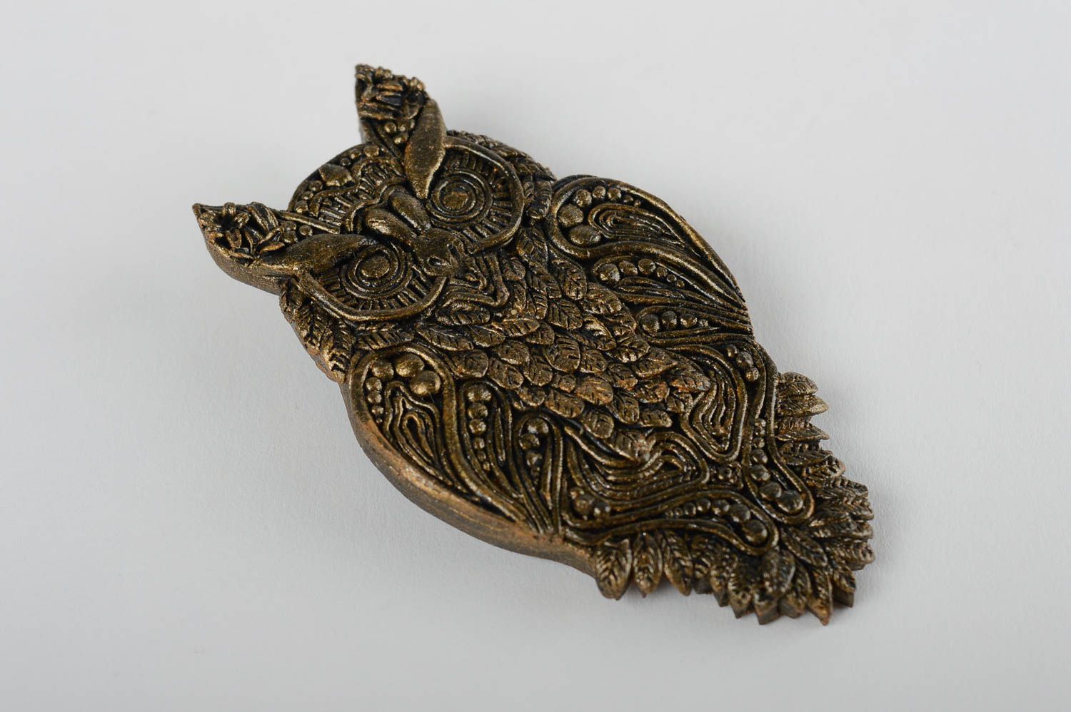 Handmade designer brooch stylish elegant jewelry brooch in shape of owl photo 2