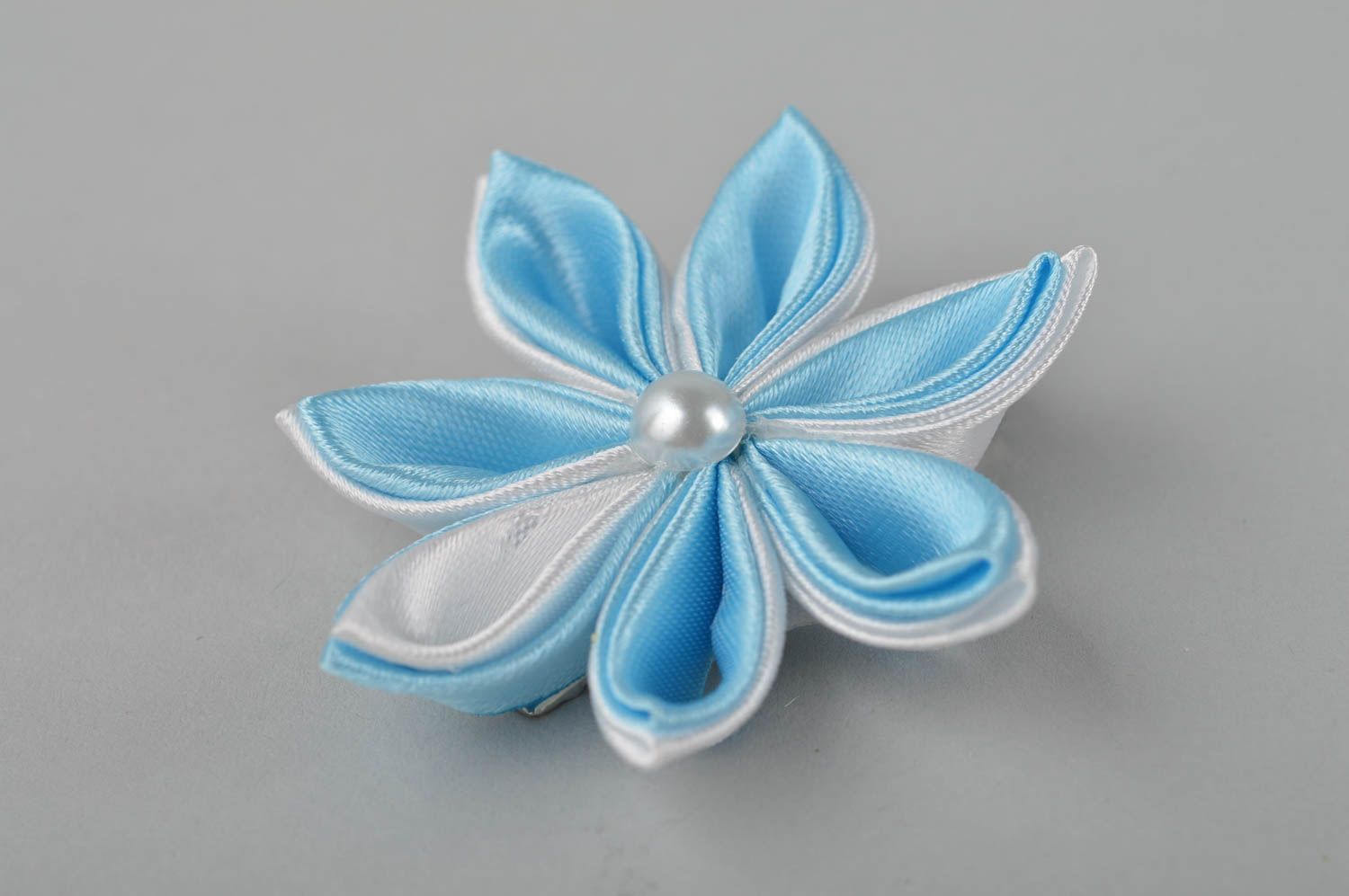 Handmade Kinder Haarklammer Haarspange Blume Geschenk für Mädchen blau weiß foto 2