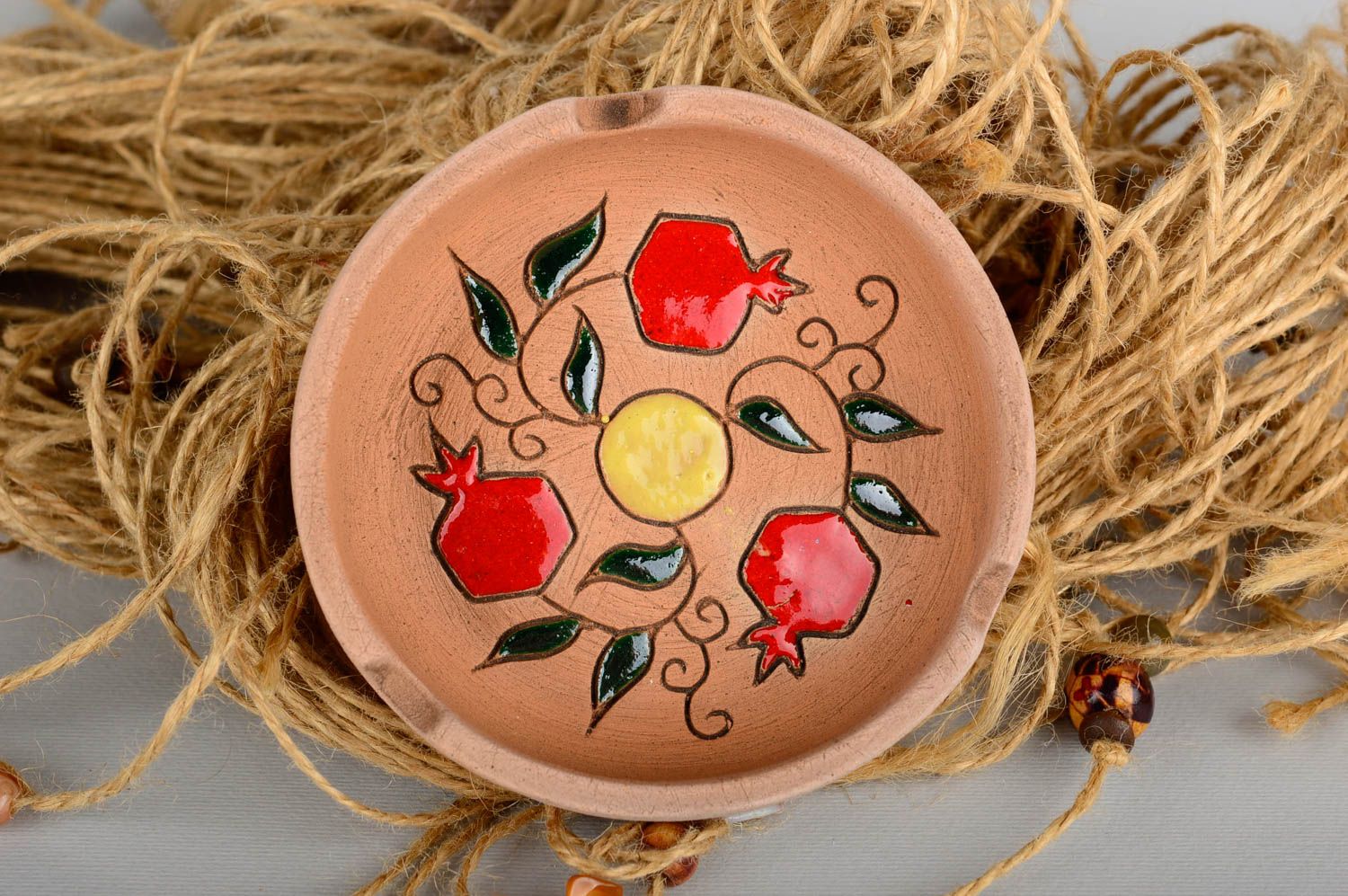 Cenicero de cerámica artesanal con ornamento regalo original decoración de casa  foto 5
