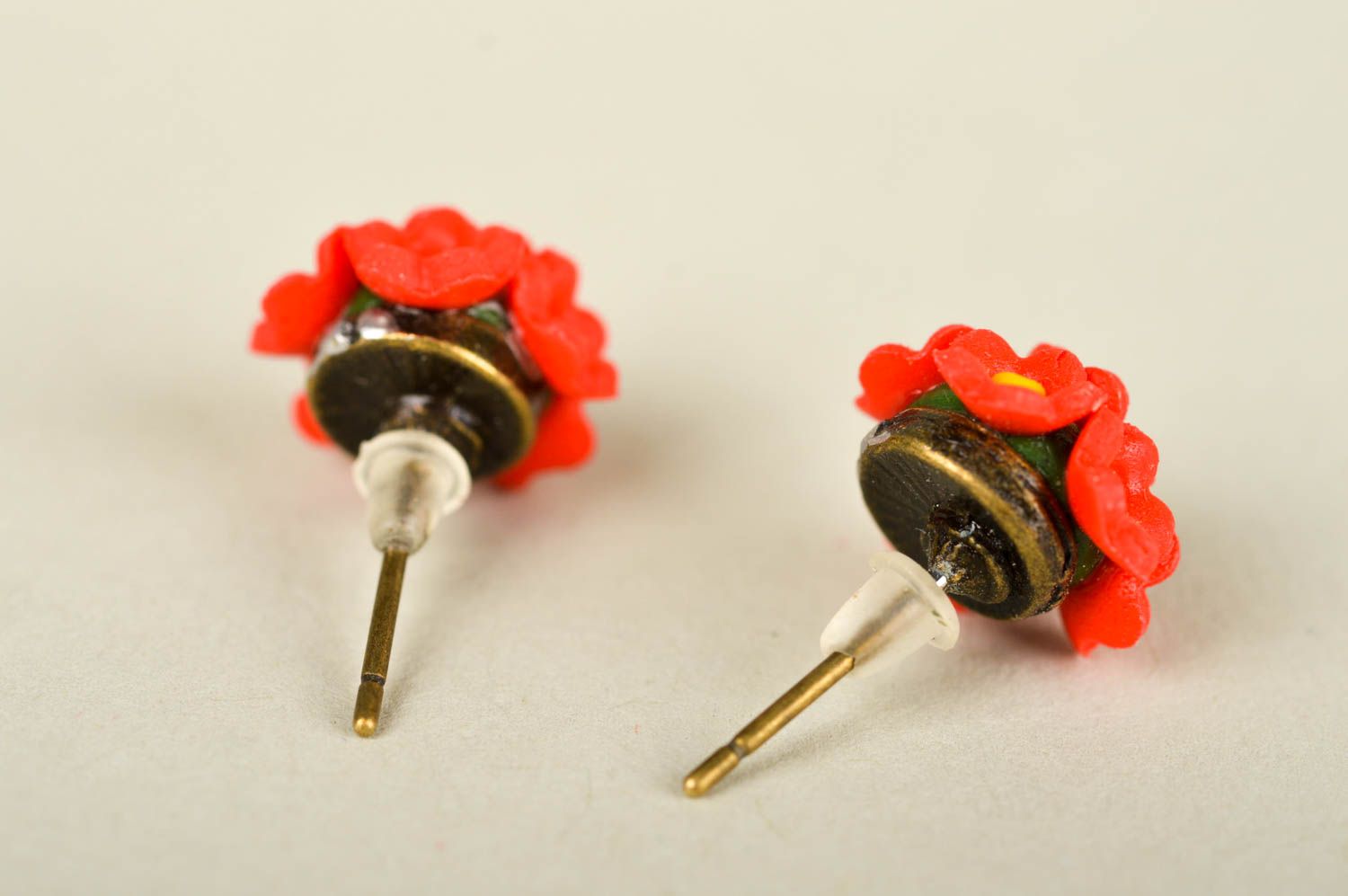 Unusual handmade plastic earrings stud earrings beautiful jewellery gift ideas photo 2