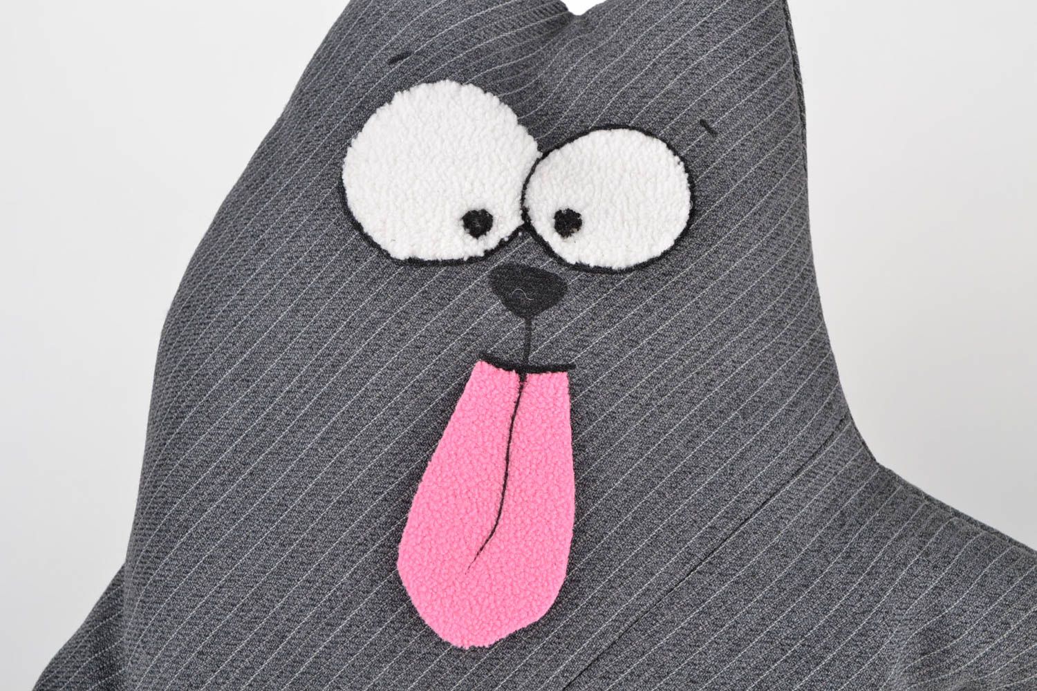Coussin chat gris Textile maison fait main en tissus Coussin pour enfant photo 4