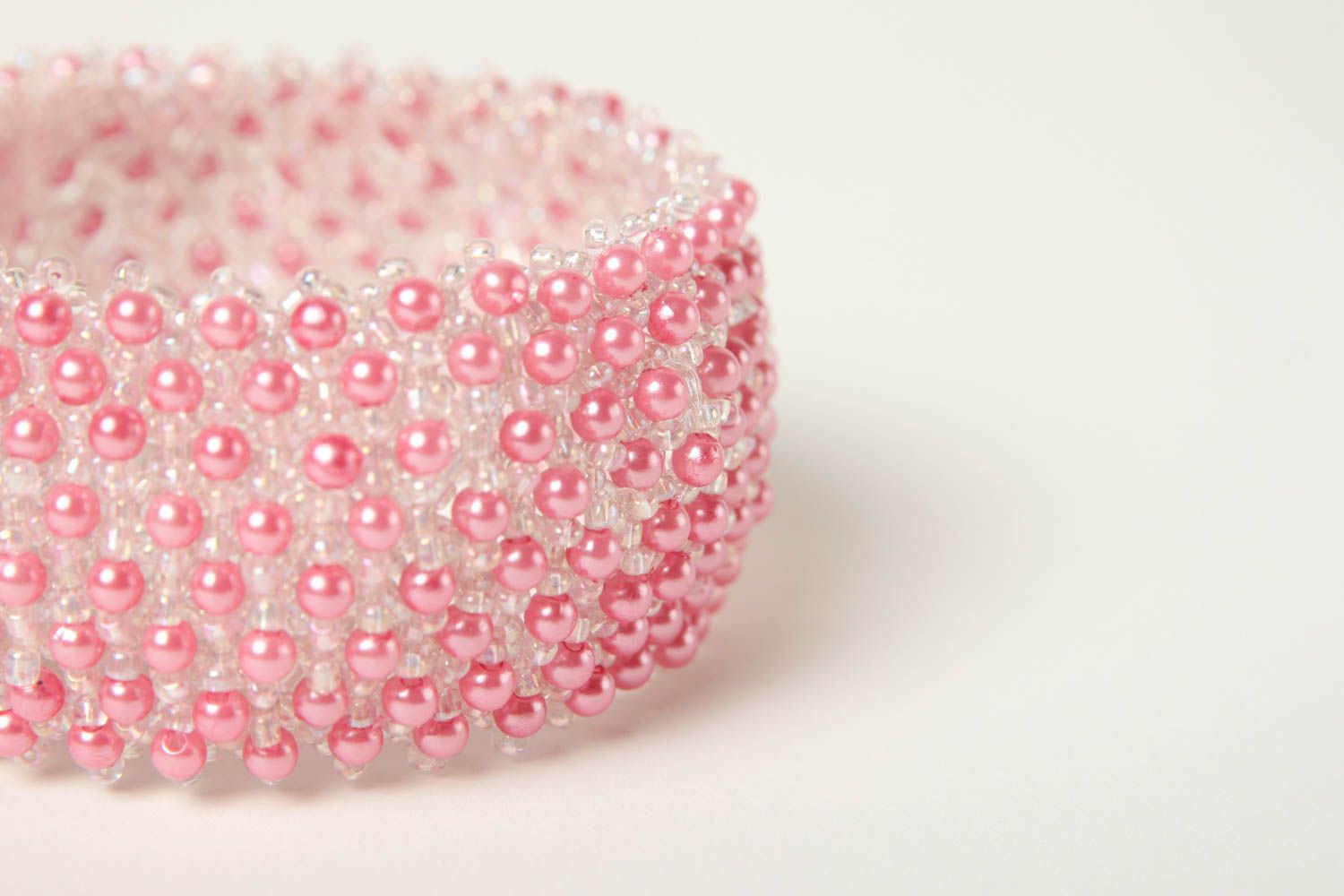 Розовый браслет из бисера хенд мейд модный браслет необычный модная бижутерия фото 5
