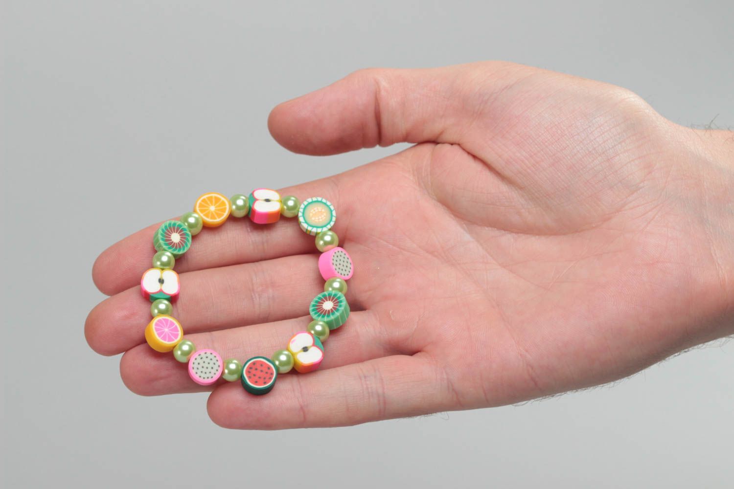 Beautiful handmade designer stretchy polymer clay bracelet for children photo 5