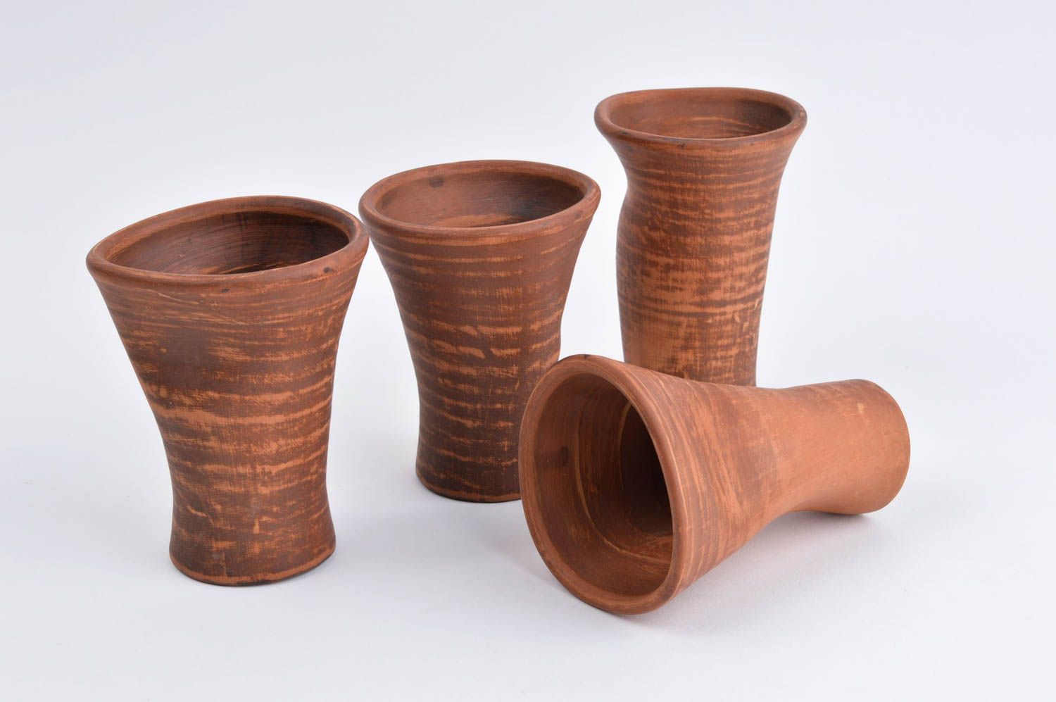 Becher aus Ton handgefertigt Keramik Geschirr Set Küchen Deko 4 Stück schön foto 4