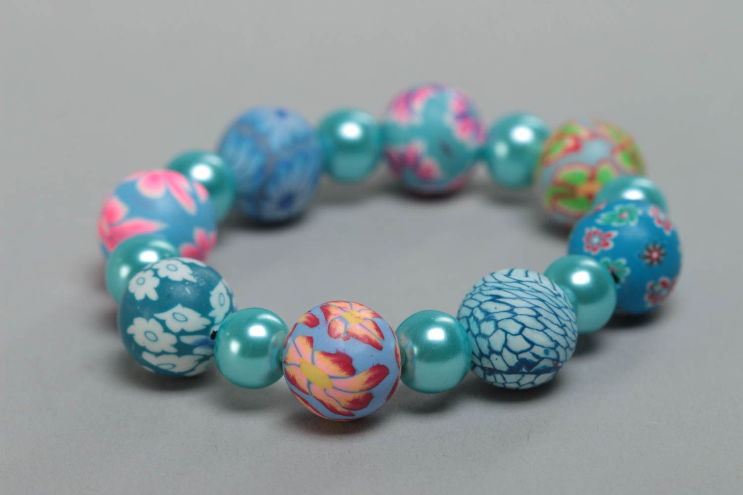 Beautiful children's handmade blue plastic bracelet designer jewelry photo 2