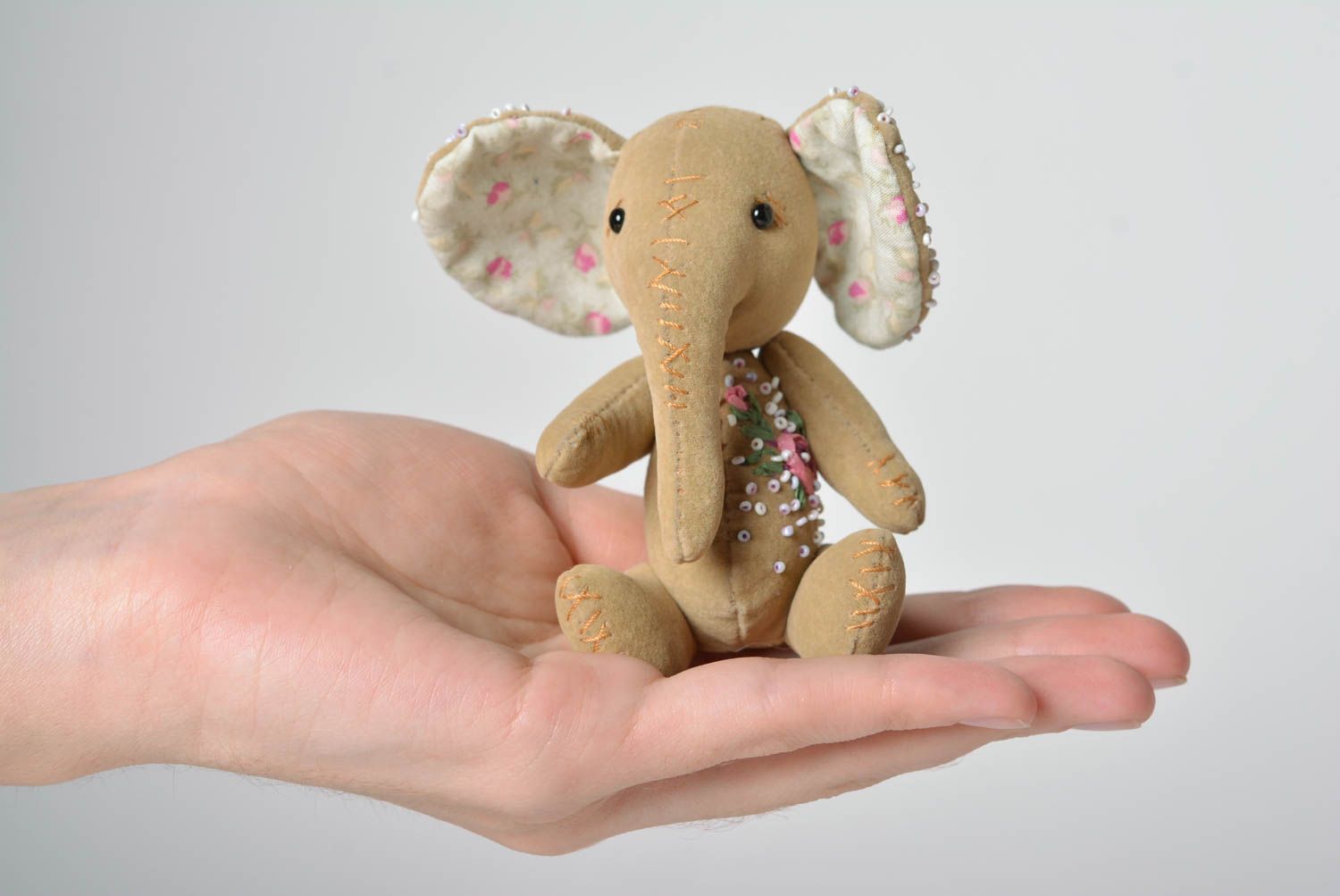 Elefante de peluche hecho a mano juguete de tela regalo original para niña  foto 4