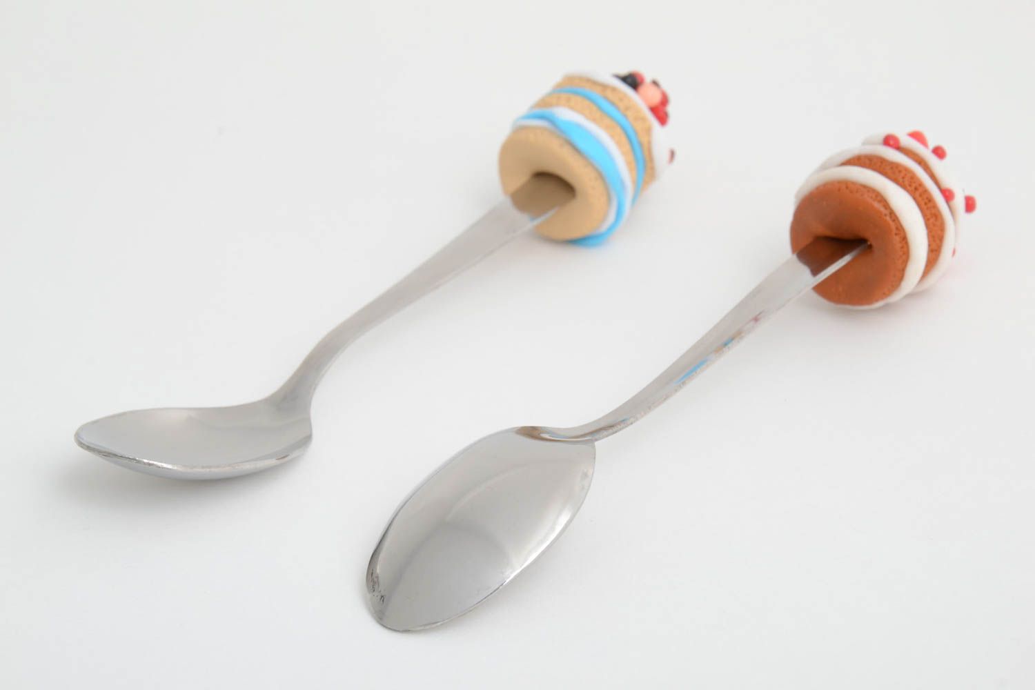 Set di posate decorato a mano cucchiaini decorati con argilla polimerica foto 3