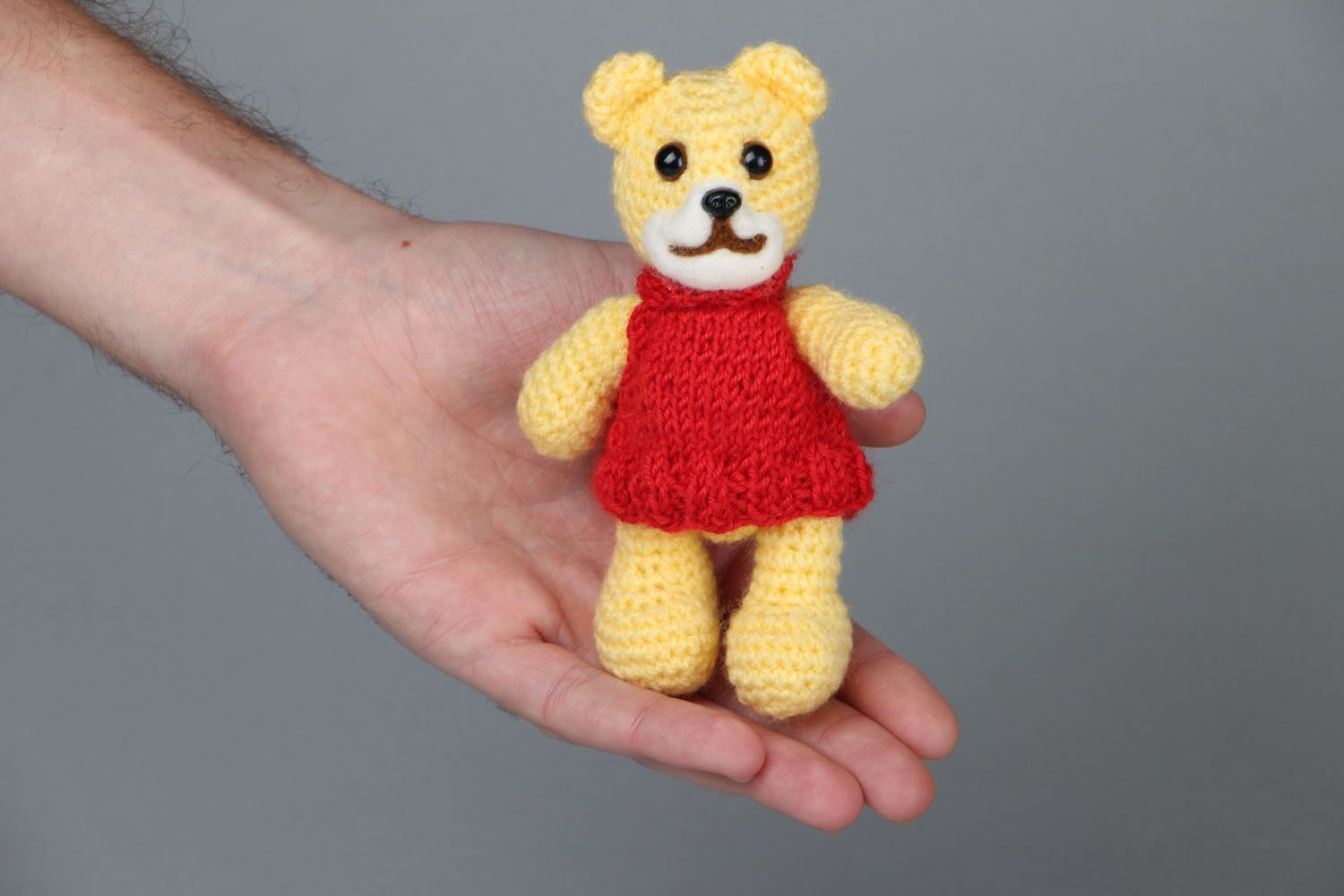 Crocheted soft toy Bear in Red Dress photo 4