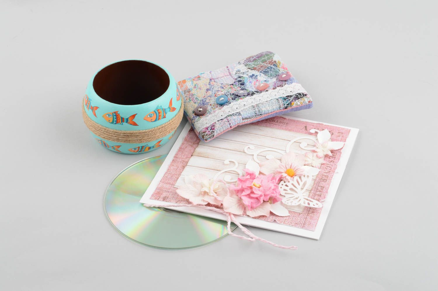 Enveloppe cd dvd fait main Etui pour cd Cadeau original papier fleurs design photo 1