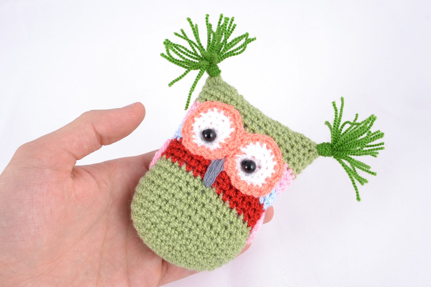 Handmade bright crochet toy owl photo 2