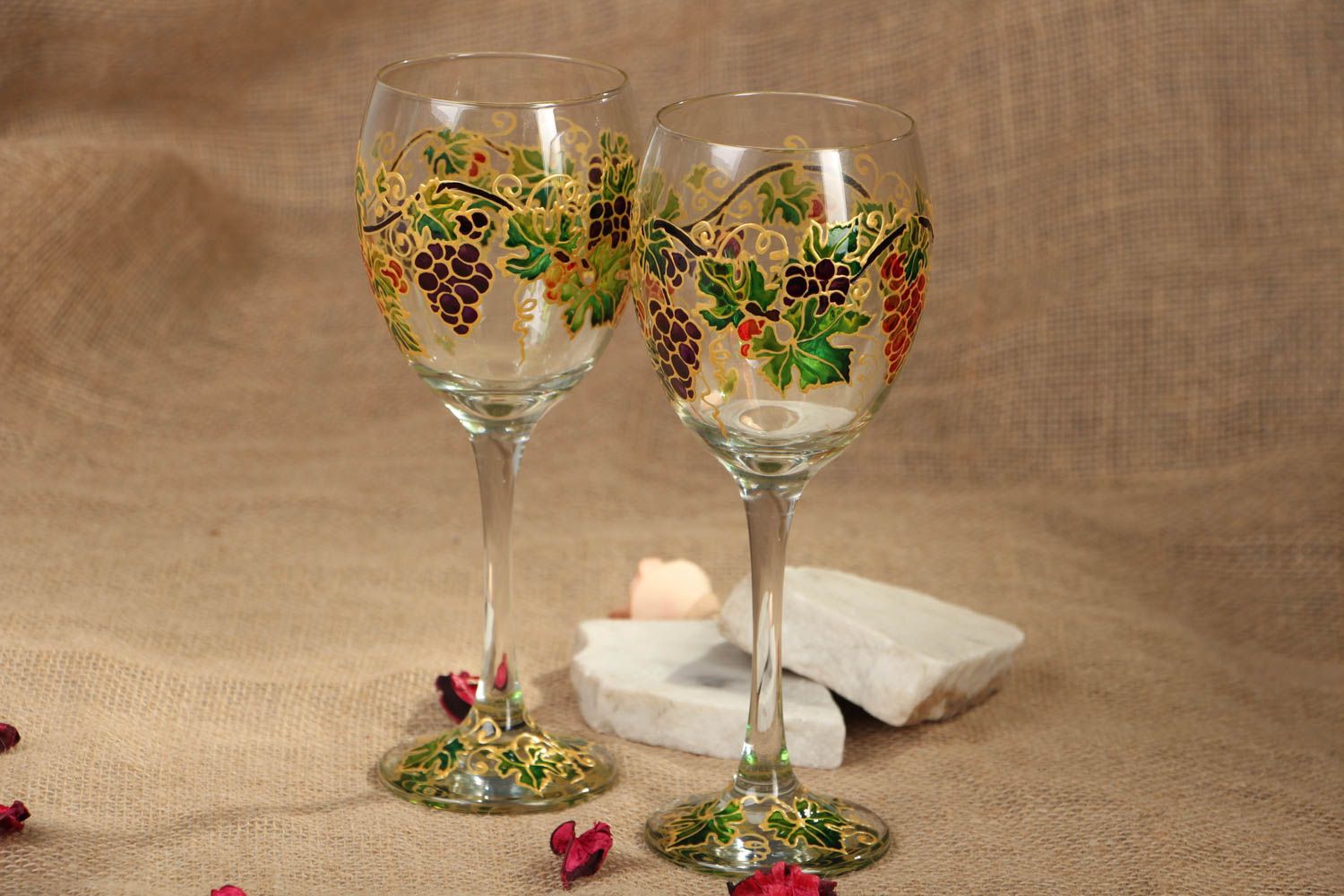 Праздничные бокалы стеклянные 4 штуки Виноградная лоза фото 5