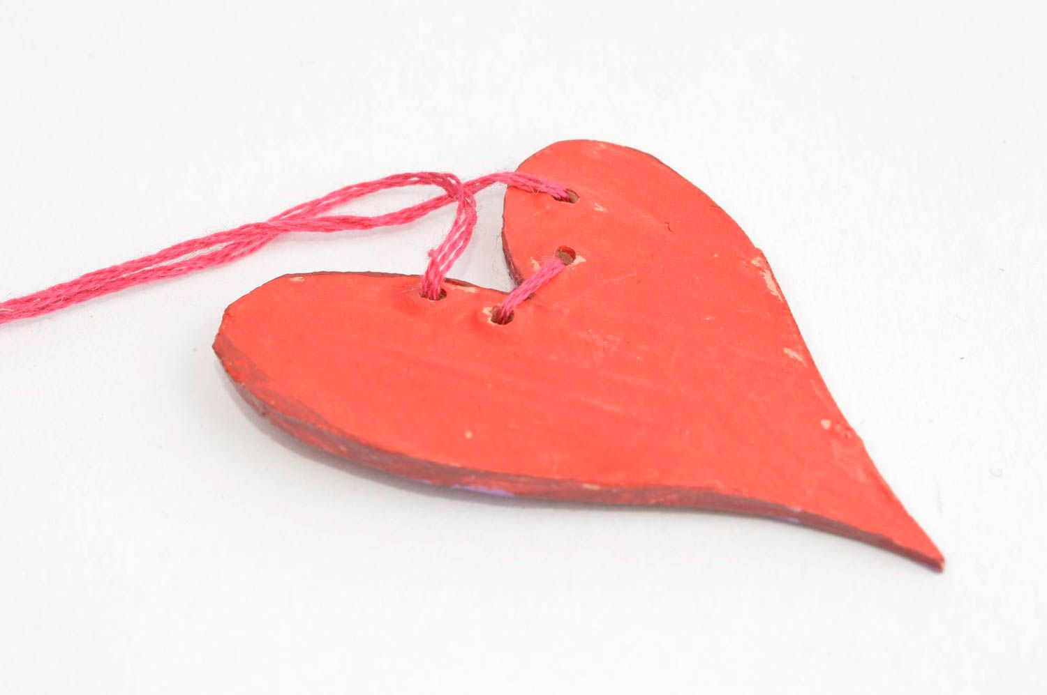 Глиняная игрушка сердечко ручной работы игрушка из глины украшение для дома фото 4