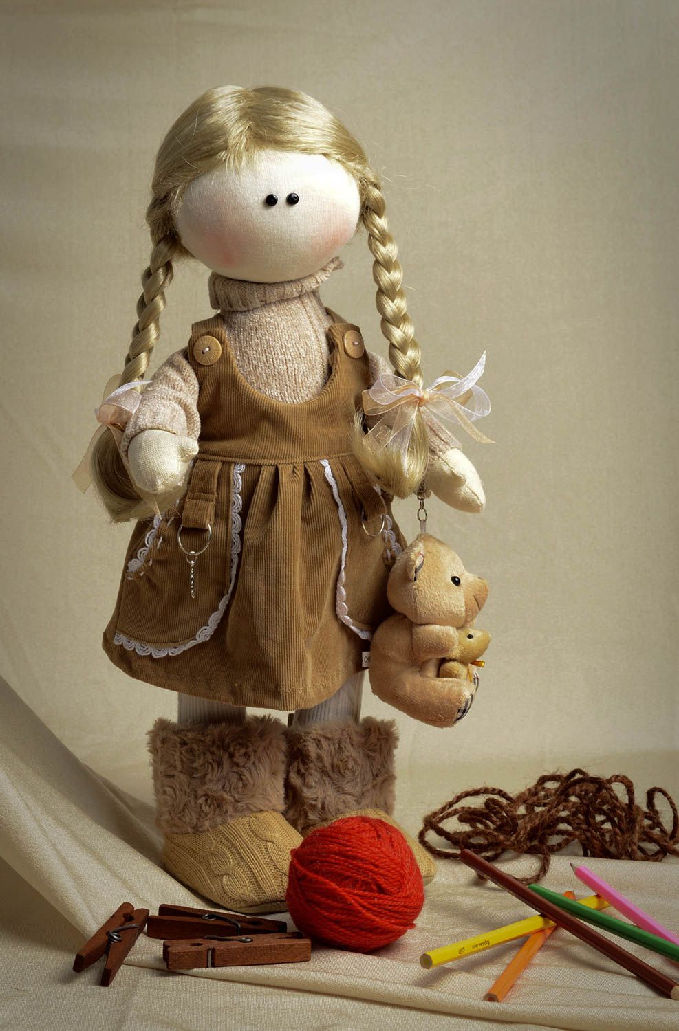 Stylish handmade rag doll unusual soft toy beautiful childrens toys gift ideas photo 5