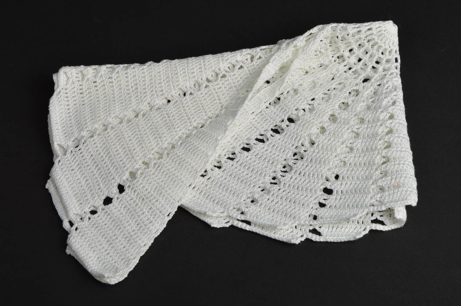 Napperon blanc original ajouré en coton au crochet fait main décoration photo 9