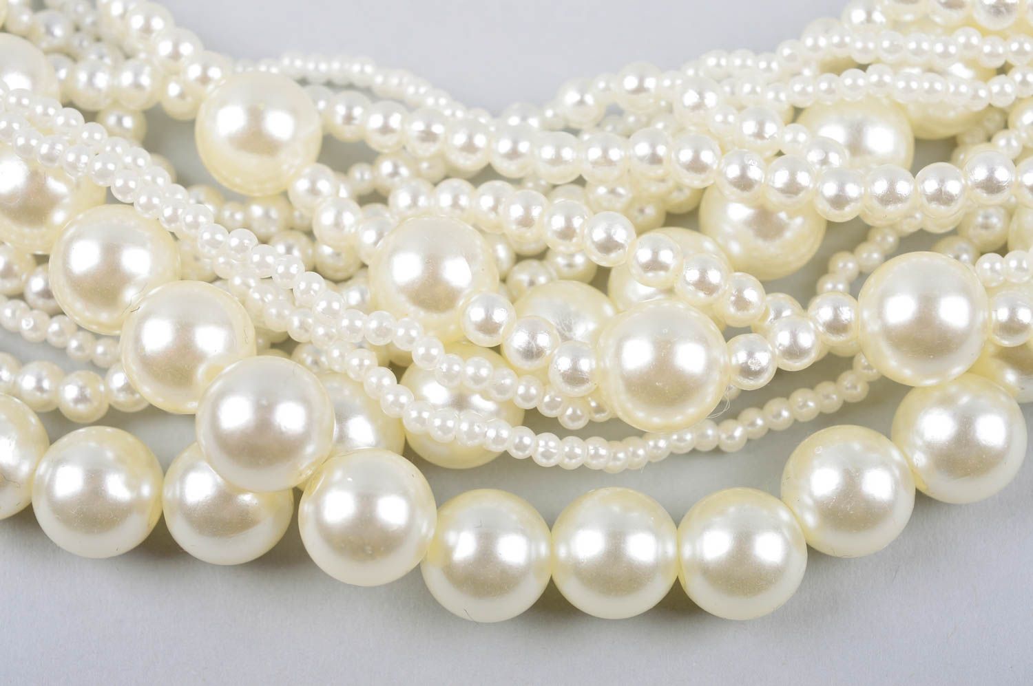 Collier blanc Bijou fait main perles d'imitation multirang Accessoire femme photo 3